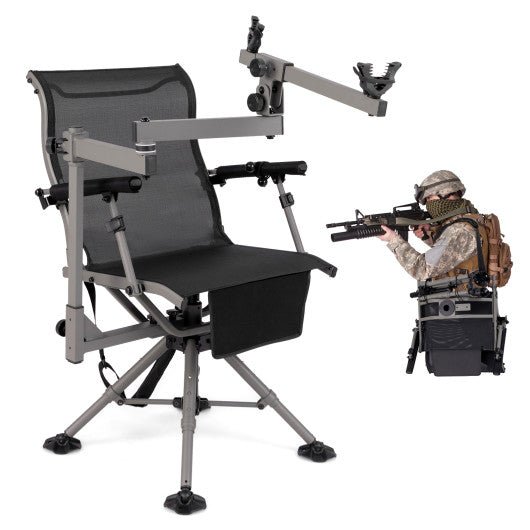  - 360° Swivel Portable Hunting Chair with Adjustable Legs and Armrests - Outdoor Style Company