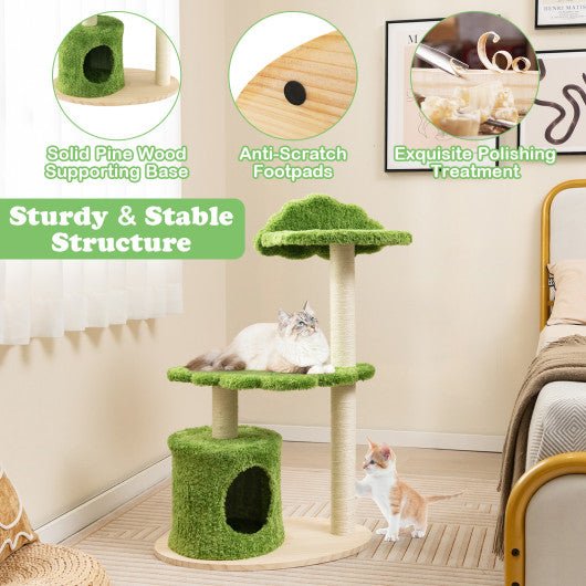  - 38 Inch Cute Cat Tree for Indoor Cats with Fully Wrapped Sisal Scratching Posts - Outdoor Style Company