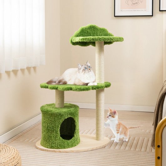  - 38 Inch Cute Cat Tree for Indoor Cats with Fully Wrapped Sisal Scratching Posts - Outdoor Style Company