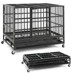  - 38 Inch Foldable Heavy - Duty Metal Dog Cage with Lockable Rolling Casters and Tray - 38 inches - Outdoor Style Company