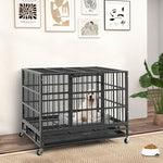  - 38 Inch Foldable Heavy - Duty Metal Dog Cage with Lockable Rolling Casters and Tray - 38 inches - Outdoor Style Company