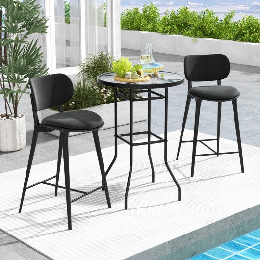  - 38 Inch Patio Bar Table with Tempered Glass Tabletop - Outdoor Style Company