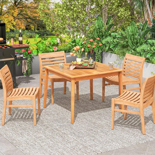  - 39 Inch Acacia Wood Dining Square Bistro Table with 1.96 Inch Umbrella Hole - Outdoor Style Company