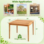  - 39 Inch Acacia Wood Dining Square Bistro Table with 1.96 Inch Umbrella Hole - Outdoor Style Company