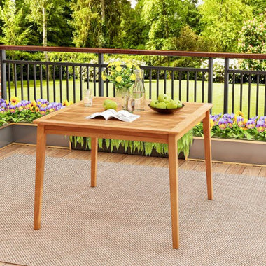  - 39 Inch Acacia Wood Dining Square Bistro Table with 1.96 Inch Umbrella Hole - Outdoor Style Company