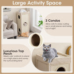  - 39 Inch Tall Cat Condo with Scratching Posts and 3 Hideaways and 4 Soft Plush Cushions - Outdoor Style Company