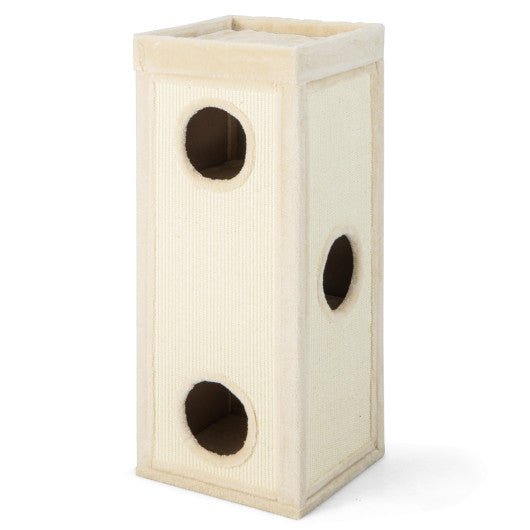  - 39 Inch Tall Cat Condo with Scratching Posts and 3 Hideaways and 4 Soft Plush Cushions - Outdoor Style Company