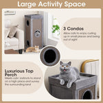  - 39 Inch Tall Cat Condo with Scratching Posts and 3 Hideaways and 4 Soft Plush Cushions - Outdoor Style Company