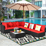  - 7 Pieces Sectional Wicker Furniture Sofa Set with Tempered Glass Top - Outdoor Style Company