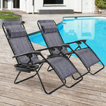  - 2 Pieces Folding Recliner Zero Gravity Lounge Chair - Outdoor Style Company