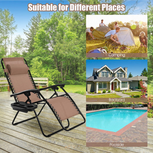  - 2 Pieces Folding Recliner Zero Gravity Lounge Chair - Outdoor Style Company