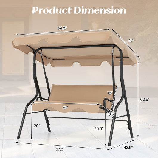  - 3 Seat Outdoor Patio Canopy Swing with Cushioned Steel Frame - Outdoor Style Company