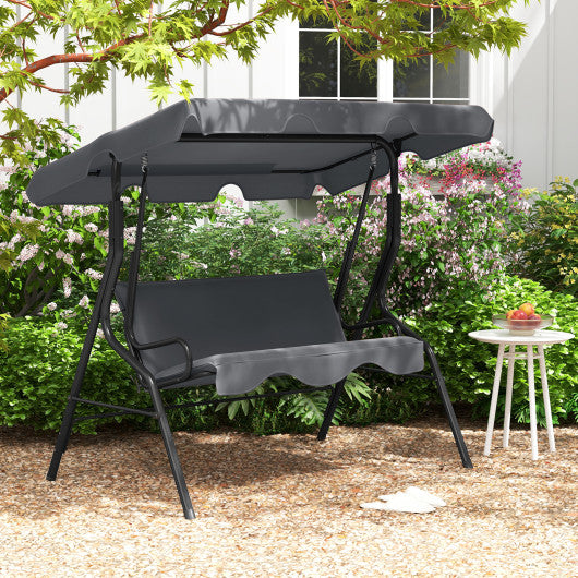  - 3 Seat Outdoor Patio Canopy Swing with Cushioned Steel Frame - Outdoor Style Company