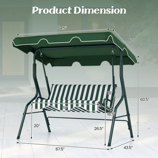  - 3 Seat Outdoor Patio Canopy Swing with Cushioned Steel Frame - Outdoor Style Company