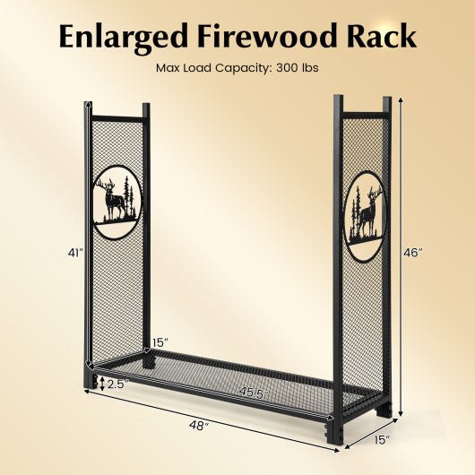  - 4 Feet Firewood Rack Stand with Mesh Sides - Outdoor Style Company