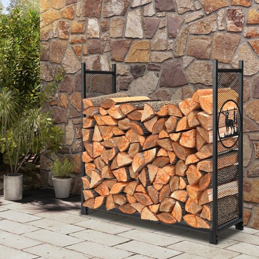  - 4 Feet Firewood Rack Stand with Mesh Sides - Outdoor Style Company