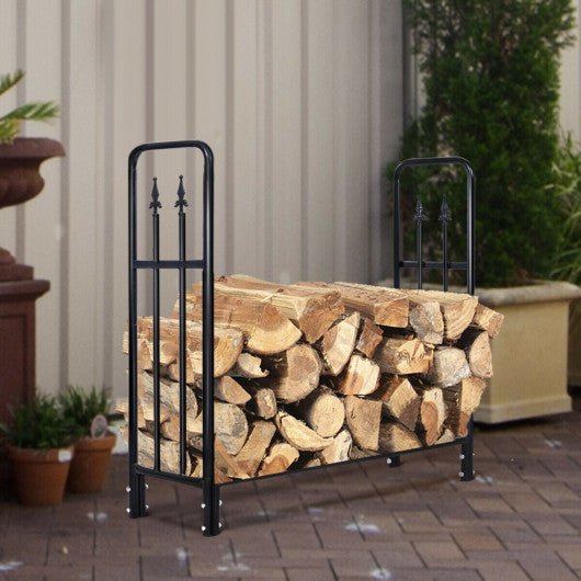  - 4 Feet Outdoor Heavy Duty Steel Firewood Wood Storage Rack - Outdoor Style Company