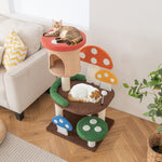  - 4 - In - 1 Mushroom Cat Tree with Condo Spring Ball and Sisal Posts - Outdoor Style Company