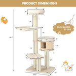  - 4 - Layer 68.5 - Inch Wooden Cat Tree Condo Activity Tower with Sisal Posts - Outdoor Style Company