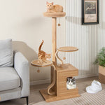  - 4 - Layer Wooden Cat Tree 51 Inch Tall Cat Tower with Condo and Washable Cushions - Outdoor Style Company