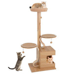  - 4 - Layer Wooden Cat Tree 51 Inch Tall Cat Tower with Condo and Washable Cushions - Outdoor Style Company