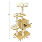  - 4 Levels Modern Wood Cat Tower with Washable Mats - Outdoor Style Company