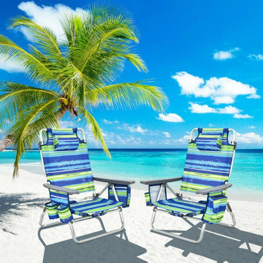  - 4 - Pack 5 - Position Outdoor Folding Backpack Beach Reclining Chair with Pillow - Outdoor Style Company