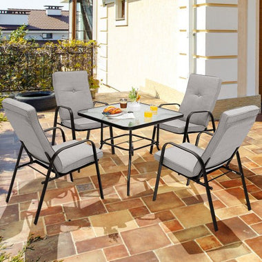  - 4 Patio Dining Stackable Chairs Set with High - Back Cushions - Outdoor Style Company