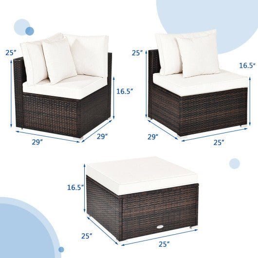  - 4 Pcs Ottoman Garden Deck Patio Rattan Wicker Furniture Set Cushioned Sofa - Outdoor Style Company