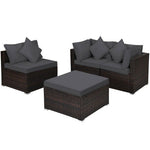  - 4 Pcs Ottoman Garden Deck Patio Rattan Wicker Furniture Set Cushioned Sofa - Outdoor Style Company