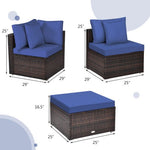  - 4 Pcs Ottoman Garden Deck Patio Rattan Wicker Furniture Set Cushioned Sofa - Outdoor Style Company