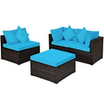  - 4 Pcs Ottoman Garden Deck Patio Rattan Wicker Furniture Set Cushioned Sofa - Outdoor Style Company