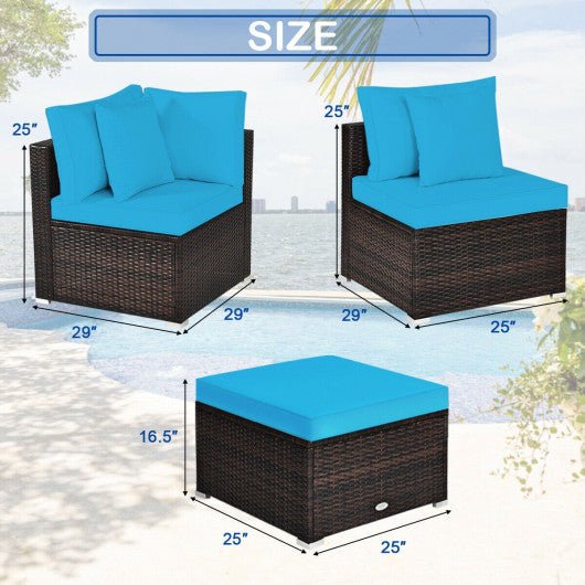  - 4 Pcs Ottoman Garden Deck Patio Rattan Wicker Furniture Set Cushioned Sofa - Outdoor Style Company