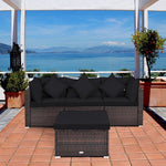  - 4 Pcs Ottoman Garden Deck Patio Rattan Wicker Furniture Set Cushioned Sofa - Outdoor Style Company