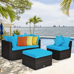  - 4 Pcs Ottoman Garden Deck Patio Rattan Wicker Furniture Set Cushioned Sofa - Outdoor Style Company