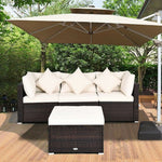  - 4 Pcs Ottoman Garden Deck Patio Rattan Wicker Furniture Set Cushioned Sofa - Outdoor Style Company