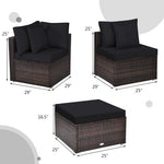  - 4 Pcs Ottoman Garden Deck Patio Rattan Wicker Furniture Set Cushioned Sofa - Outdoor Style Company