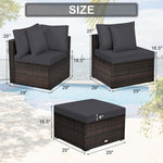  - 4 Pcs Ottoman Garden Deck Patio Rattan Wicker Furniture Set Cushioned Sofa - Outdoor Style Company