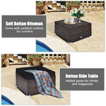  - 4 Pcs Ottoman Garden Deck Patio Rattan Wicker Furniture Set Cushioned Sofa - Outdoor Style Company