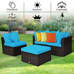  - 4 Pcs Ottoman Garden Deck Patio Rattan Wicker Furniture Set Cushioned Sofa - Outdoor Style Company