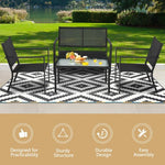  - 4 PCS Patio Furniture Set Sofa Coffee Table Steel Frame Garden - Outdoor Style Company