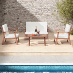  - 4 Piece Outdoor Acacia Wood Conversation Set with Soft Seat and Back Cushions - Outdoor Style Company