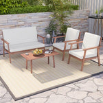  - 4 Piece Outdoor Acacia Wood Conversation Set with Soft Seat and Back Cushions - Outdoor Style Company