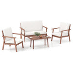  - 4 Piece Outdoor Acacia Wood Conversation Set with Soft Seat and Back Cushions - Outdoor Style Company