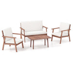  - 4 Piece Outdoor Acacia Wood Conversation Set with Soft Seat and Back Cushions - Outdoor Style Company