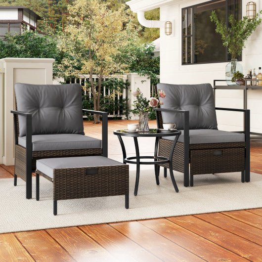  - 4 Piece Outdoor Furniture Set with Glass Topped Coffee Table - Outdoor Style Company