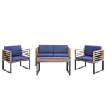  - 4 Piece Patio Acacia Wood Conversation Set with Soft Seat - Outdoor Style Company