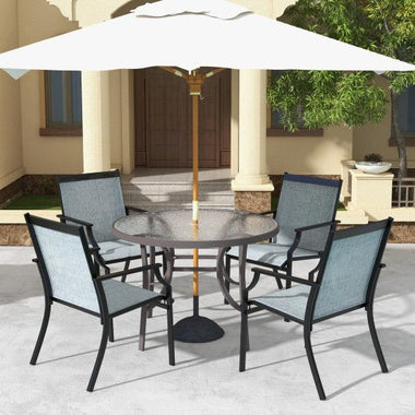  - 4 Piece Patio Dining Chairs Large Outdoor Chairs with Breathable Seat and Metal Frame - Outdoor Style Company