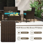  - 4 Piece Patio Rattan Conversation Set with Cozy Seat Cushions - Outdoor Style Company