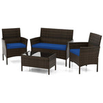  - 4 Piece Patio Rattan Conversation Set with Cozy Seat Cushions - Outdoor Style Company